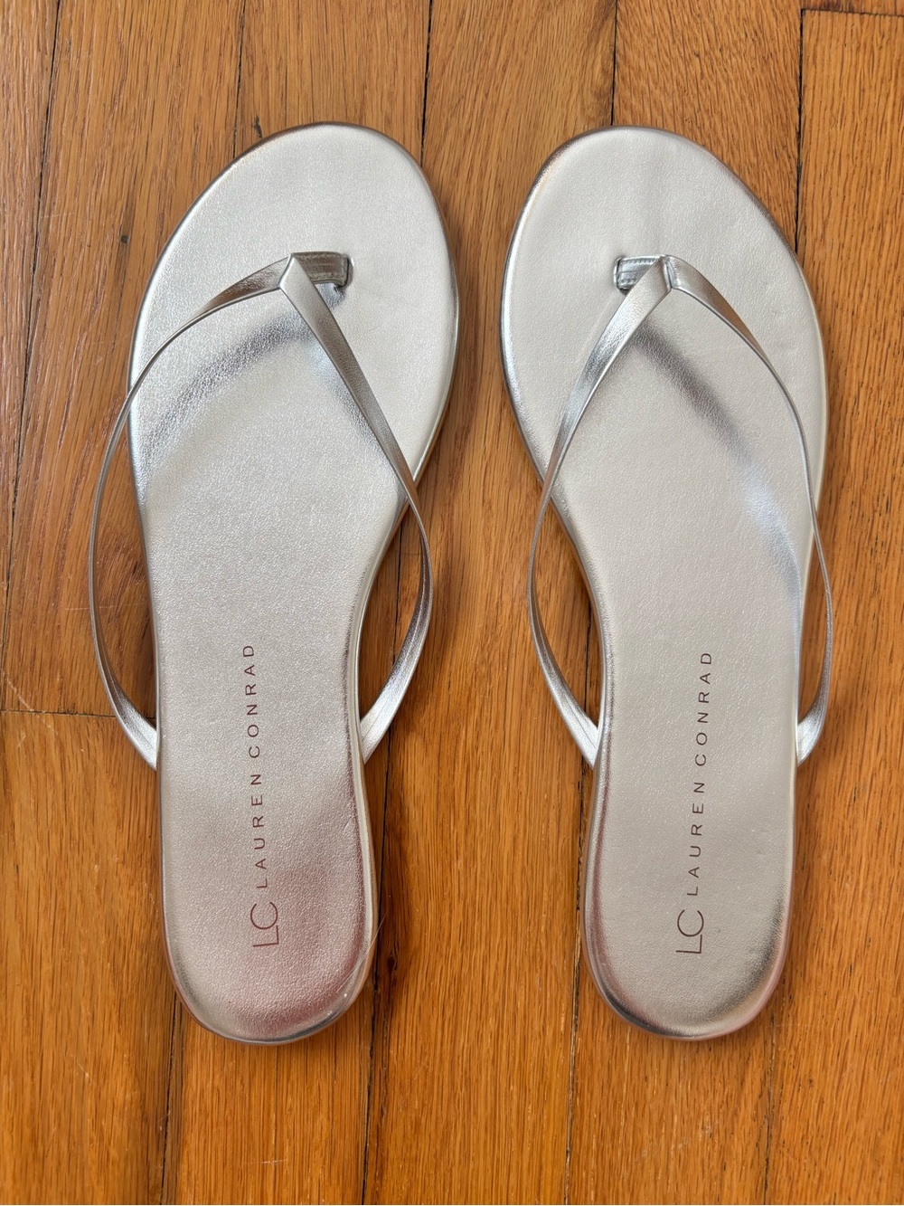 Metallic Silver Thong Sandals